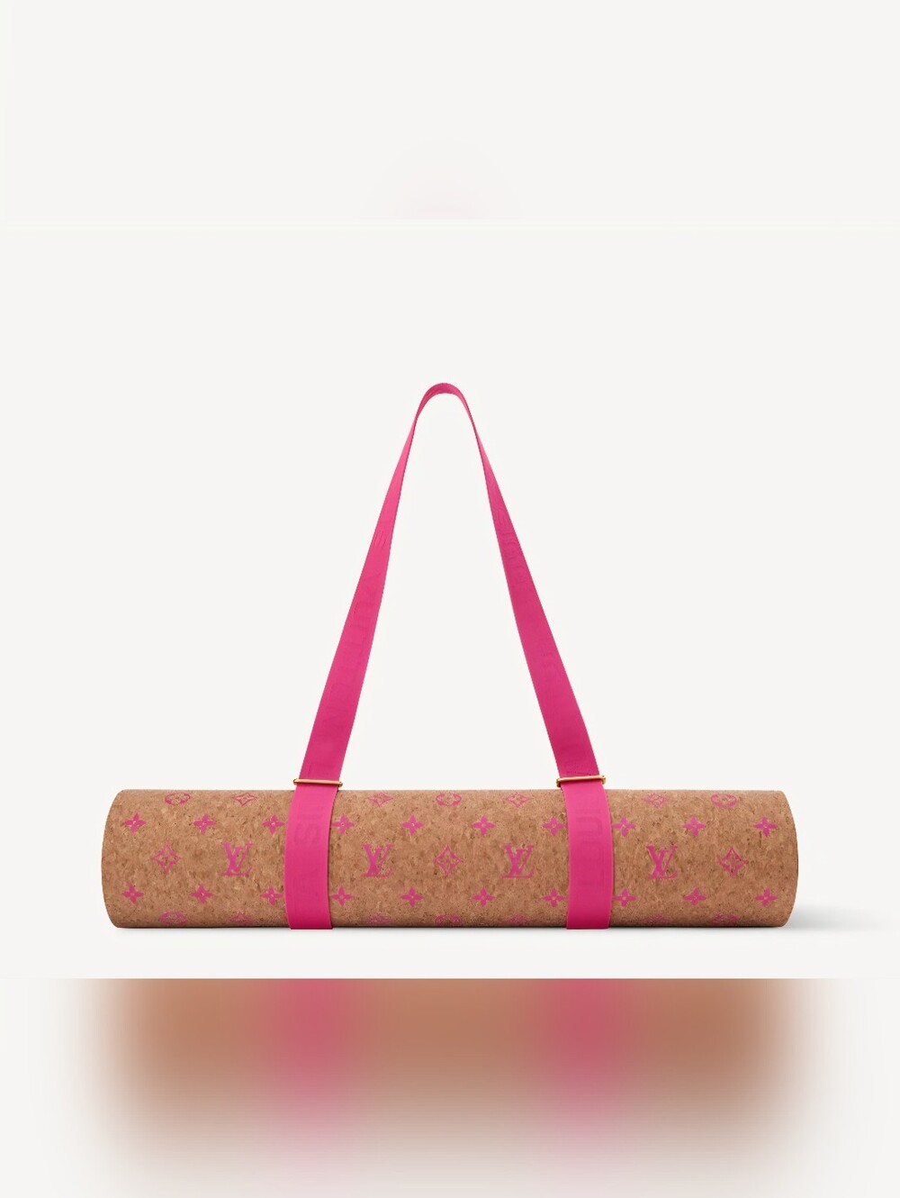 Louis Vuitton Brown Monogram Cork Yoga Mat Carrier with Pink Straps